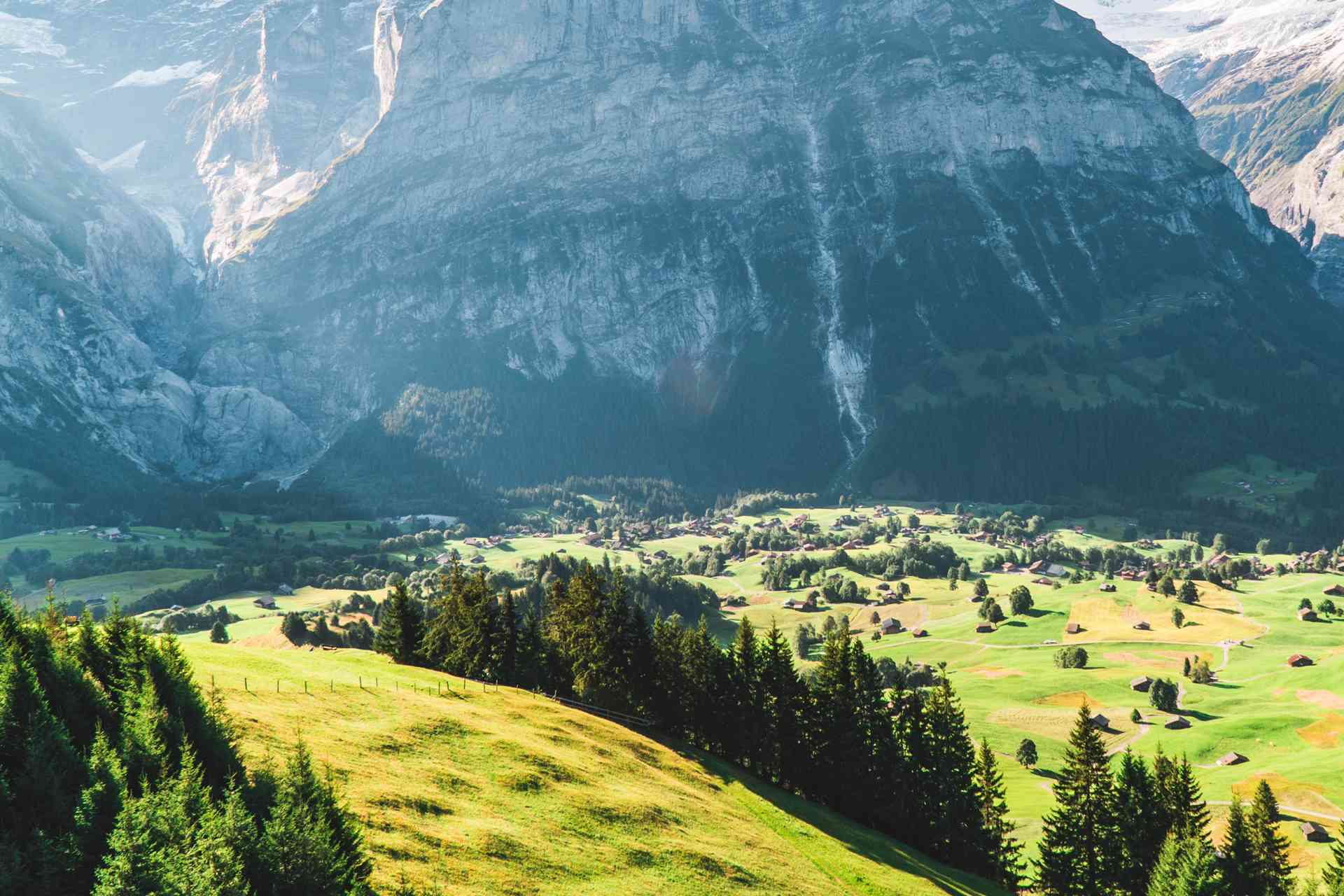 Scenic view of the Swiss Alps in winter